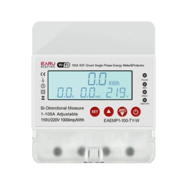 Công tơ điện tử Tuya Wifi 100A có bảo vệ quá dòng, thấp áp, cao áp 1 pha