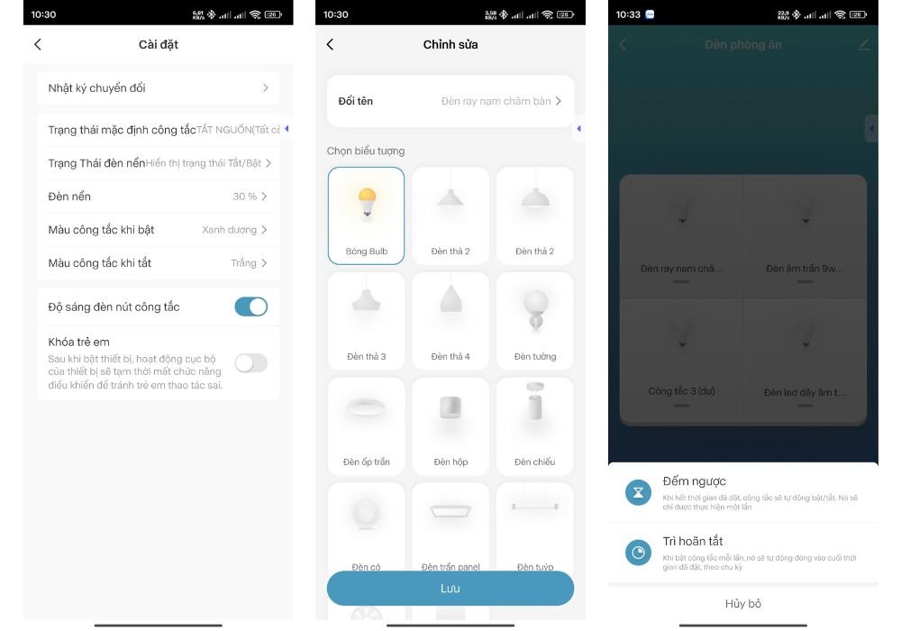 Giao diện app Smart Life điều khiển công tắc thông minh